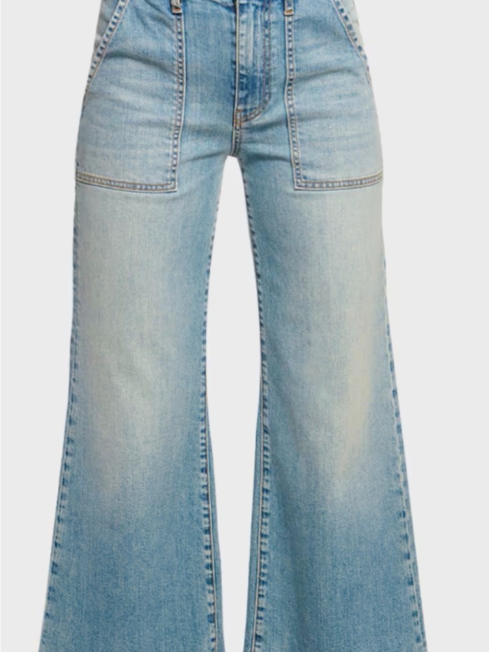 Ramy Brook Clifford Cropped Light Blue Wide-Leg Jeans
